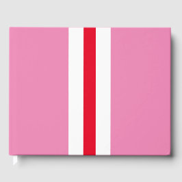 Sportief rood wit verticale strepen op elegant roz gastenboek