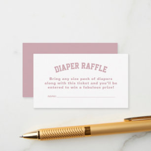 Sportief roze baby shower luier verloting ticket informatiekaartje