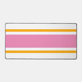 Sportief roze goudgele racestrepen op wit bureaumat