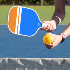 Sportief Sinaasappel wit racestrepen op helderblau Pickleball Paddle