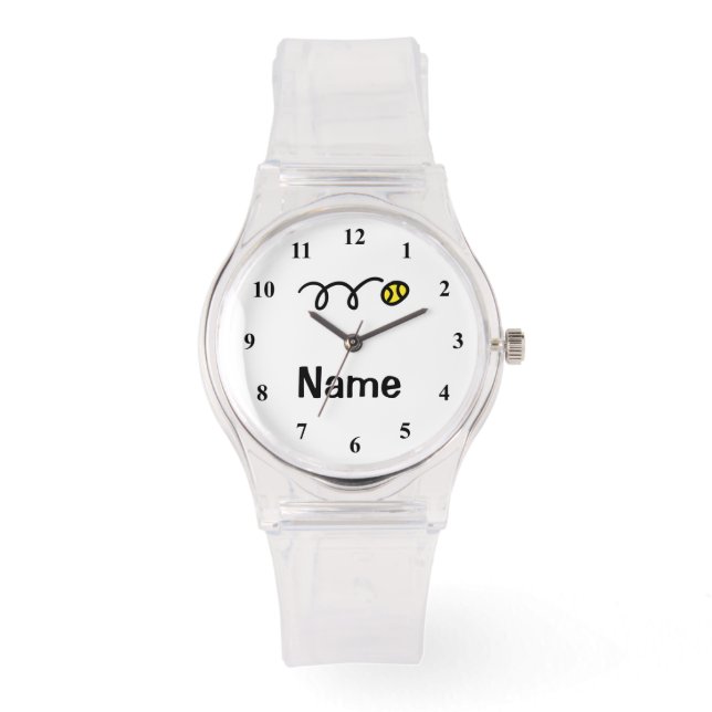 Sportief tennishorloge met personaliseerbare naam horloge (Voorkant)