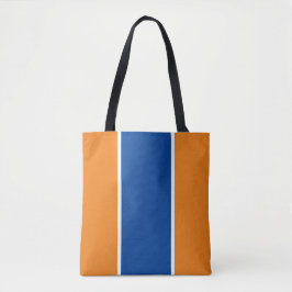 Sportief vet blauw Sinaasappel wit verticaal strep Tote Bag