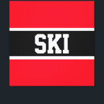 Sportief Vet Helder Rood Zwart Wit "SKI" Strepen Canvas Afdruk<br><div class="desc">Classy strong bold white font inside a selected wide black stripe on a bright red background with SKI front and center. Maak het Uw Eigen: Zowel de streepkleur als de achtergrondkleur van dit ontwerp kunnen worden aangepast/gewijzigd door het ontwerp te bewerken. De tekst is facultatief en kan worden gepersonaliseerd.</div>