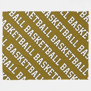 Sportief wit herhaalde BASKETBAL tekst op bruin Fleece Deken