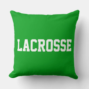 Sportief Wit LACROSSE Tekst in Vet Gedrukt op Held Kussen