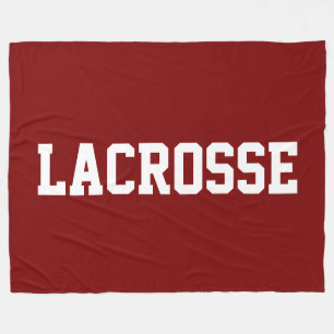 Sportief Wit LACROSSE Tekst Op Diep Rood Fleece Deken