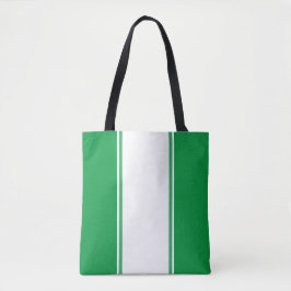 Sportief Zee Groen Wit Verticaal Racing Stripes Tote Bag