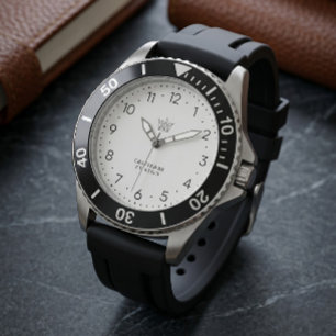 Sportief zwart duikrandhorloge met robuuste rubber horloge