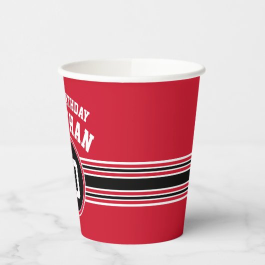 Sportiestrepen en -leeftijd op zaterdag - Rood zwa Papieren Bekers (Links)