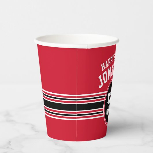 Sportiestrepen en -leeftijd op zaterdag - Rood zwa Papieren Bekers (Rechts)