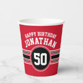 Sportiestrepen en -leeftijd op zaterdag - Rood zwa Papieren Bekers (Voorkant)