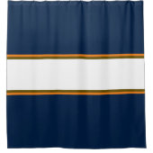 Sportieve 70s Navy Blauw Sinaasappel Witte Racing  Douchegordijn (Voorkant)