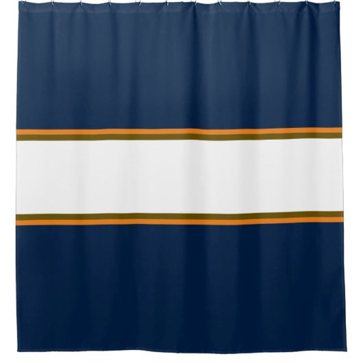 Sportieve 70s Navy Blauw Sinaasappel Witte Racing  Douchegordijn (Voorkant)