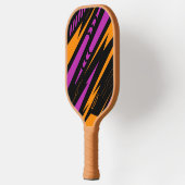 Sportieve achtergrond Paarse geel en zwart monogra Pickleball Paddle (Links)