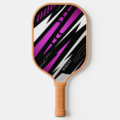 Sportieve Achtergrond Paarse Wit en Zwart Monogram Pickleball Paddle (Voorkant)