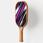 Sportieve Achtergrond Paarse Wit en Zwart Monogram Pickleball Paddle (Links)