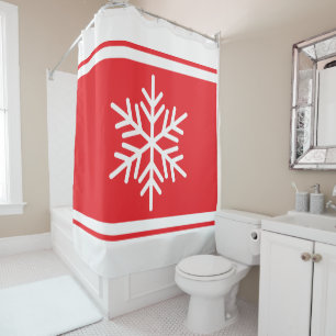 Sportieve Alpine Snowflake Helder Rood Witte Strep Douchegordijn