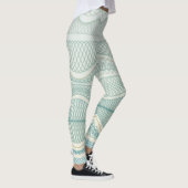 Sportieve Aqua White Crazy Patroonlijnen en wervel Leggings (Rechts)
