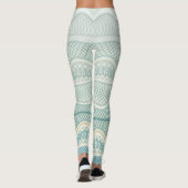 Sportieve Aqua White Crazy Patroonlijnen en wervel Leggings (Achterkant)