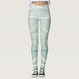 Sportieve Aqua White Crazy Patroonlijnen en wervel Leggings