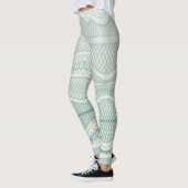Sportieve Aqua White Crazy Patroonlijnen en wervel Leggings (Links)
