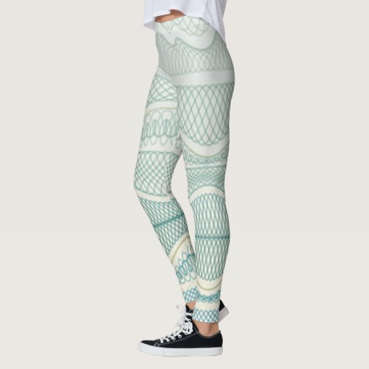 Sportieve Aqua White Crazy Patroonlijnen en wervel Leggings (Links)