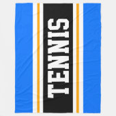 Sportieve Athletic Bright Blue Black Tennis Stripe Fleece Deken (Voorkant)