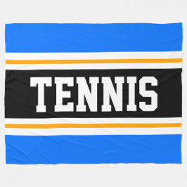 Sportieve Athletic Bright Blue Black Tennis Stripe Fleece Deken