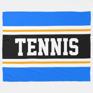 Sportieve Athletic Bright Blue Black Tennis Stripe Fleece Deken