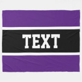 Sportieve atletische vet Paarse zwarte witte strep Fleece Deken (Voorkant (Horizontaal))