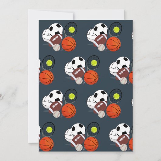 Sportieve ballen voor kinderen blauwe verjaardagsf kaart (Achterkant)