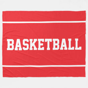 Sportieve BASKETBAL Witte tekststrepen op helderro Fleece Deken