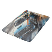 Sportieve blauwe racewagen badmat (Gekanteld)