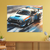 Sportieve blauwe racewagen canvas afdruk (Insitu (Woonkamer))