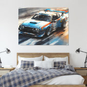 Sportieve blauwe racewagen canvas afdruk (Insitu (Slaapkamer))