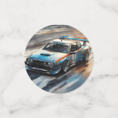 Sportieve blauwe racewagen confetti (Kleine voorkant)