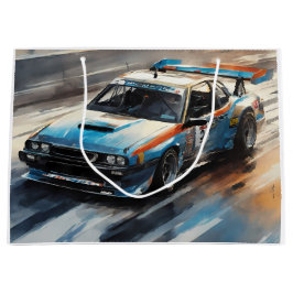 Sportieve blauwe racewagen groot cadeauzakje