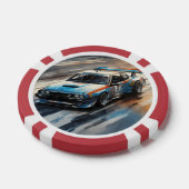 Sportieve blauwe racewagen poker chips (Enkel)