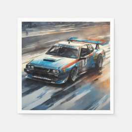 Sportieve blauwe racewagen servet