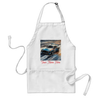 Sportieve blauwe racewagen standaard schort