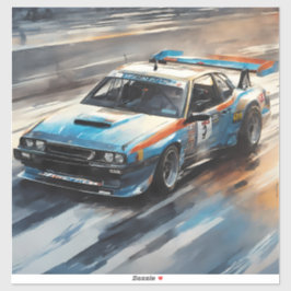 Sportieve blauwe racewagen sticker