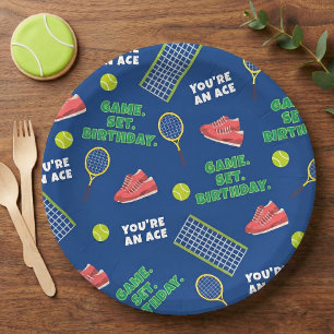 Sportieve Blauwe Tennisschoenen Net Game Kids Verj Papieren Bordje