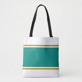 Sportieve brede Blauwgroen bruine racestrepen op w Tote Bag