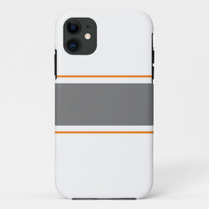 Sportieve brede grijze en oranje race strepen op w Case-Mate iPhone case