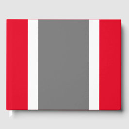 Sportieve brede grijze witte felrode racestrepen gastenboek