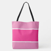 Sportieve brede tweekleurige heldere roze witte st tote bag (Achterkant)