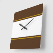 Sportieve brede witte cacao bruine racestrepen vierkante klok (Hoek)