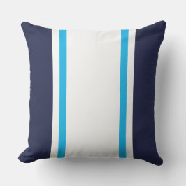 Sportieve brede witte hemelsblauwe racestrepen op  buitenkussen