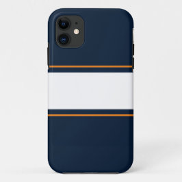 Sportieve brede witte Oranje Navy Blue Racing Stri Case-Mate iPhone Case