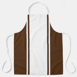 Sportieve brede witte racestrepen op cacaobroen schort